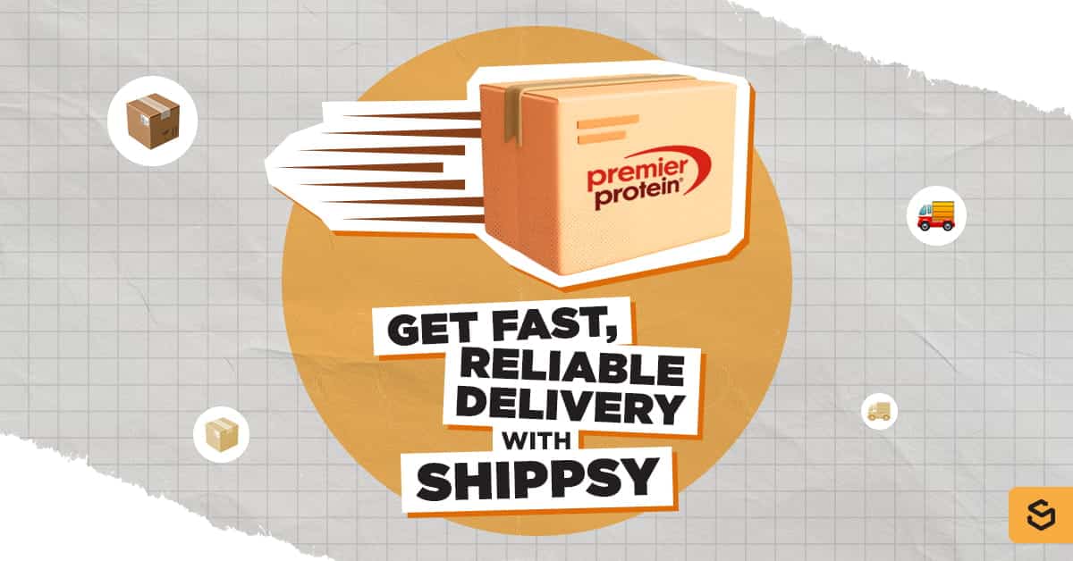 A box in motion with the text, "GET FAST, RELIABLE DELIVERY WITH SHIPPSY" below it