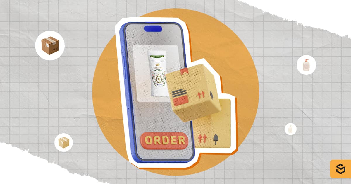 A Dove product on a phone screen and packages
