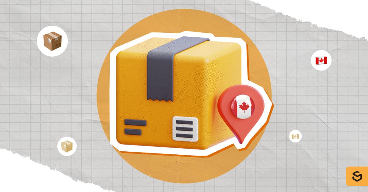 A package and a Canada pin beside it