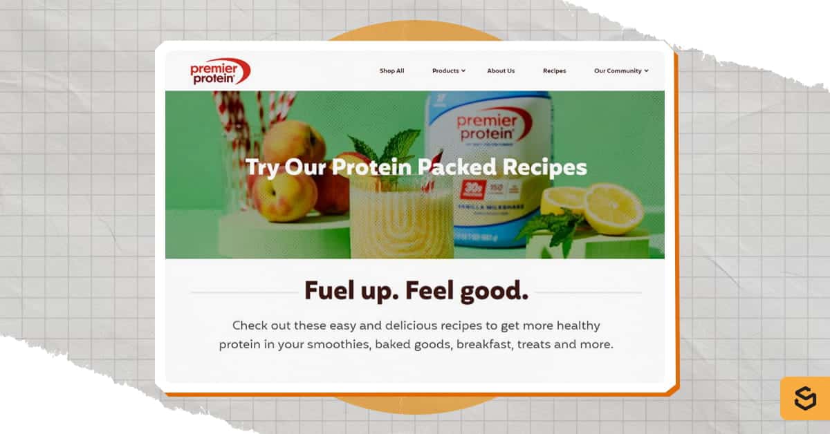 A screenshot of Premier Protein's recipe page