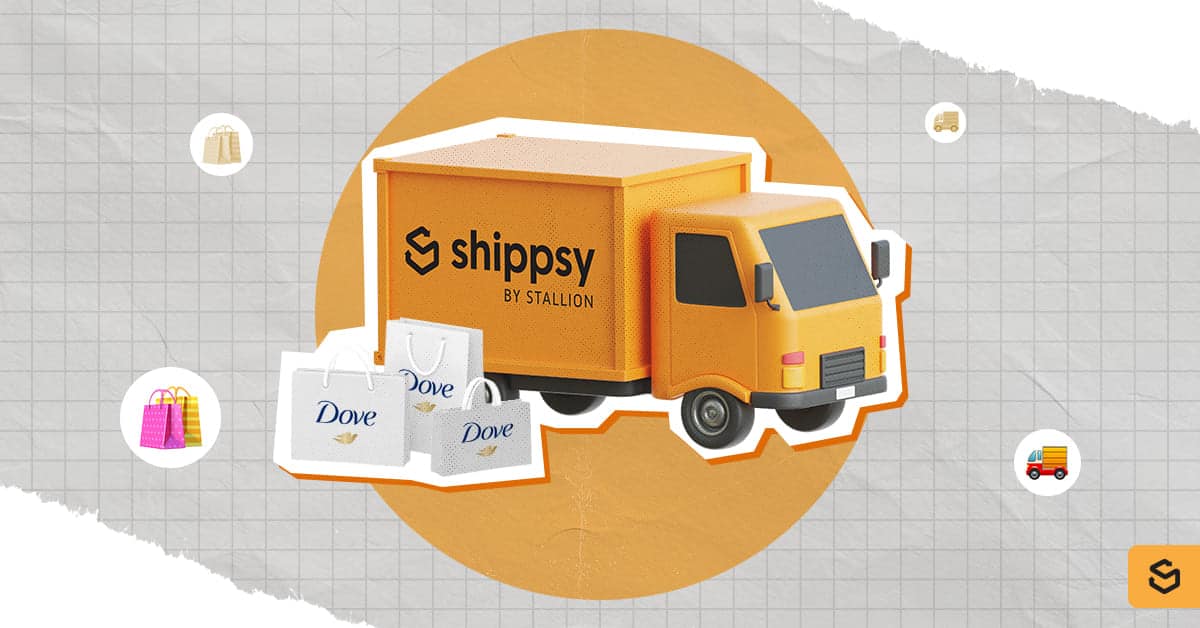 A Shippsy truck and Dove shopping bags