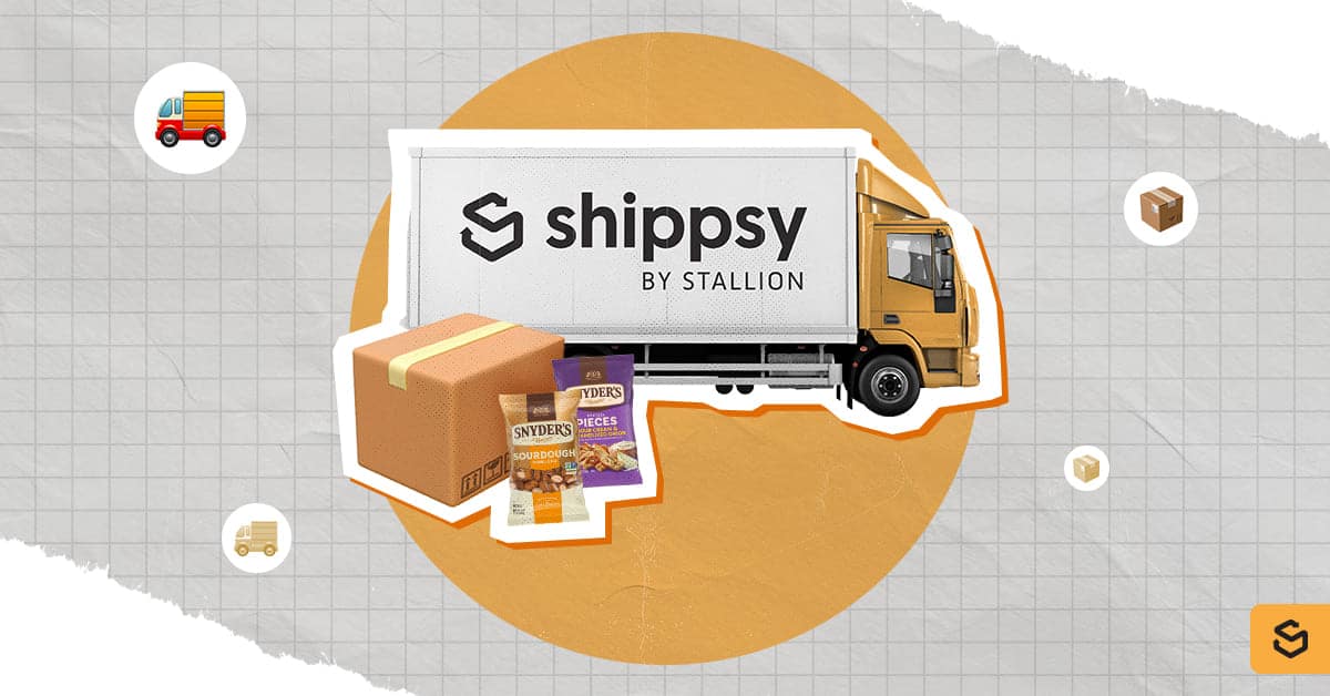 An image of a Shippsy truck and Snyder's of Hanover products beside a package