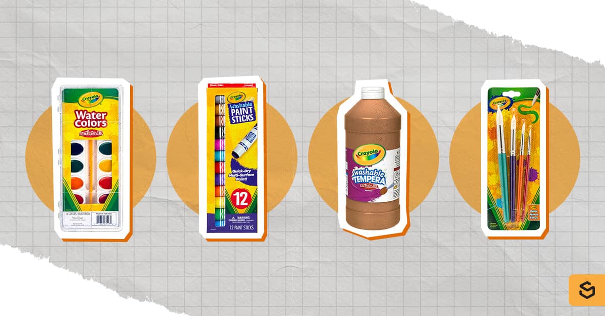 An image of Crayola paints and brushes