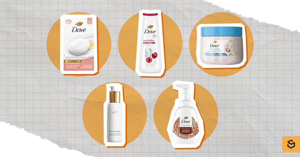 An image of Dove bath and body products