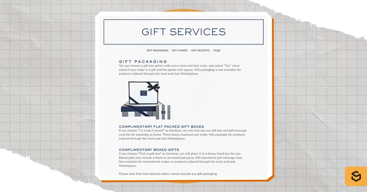 Janie and Jack gift services