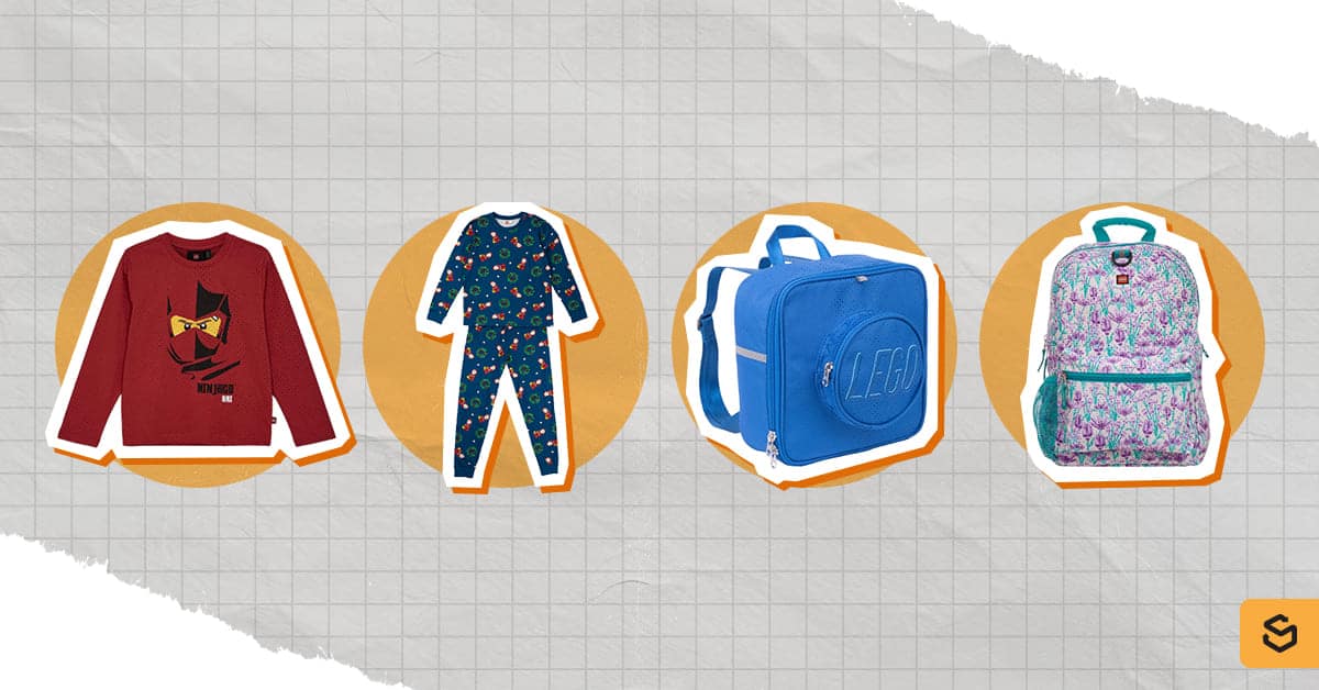An image of LEGO apparel and bags