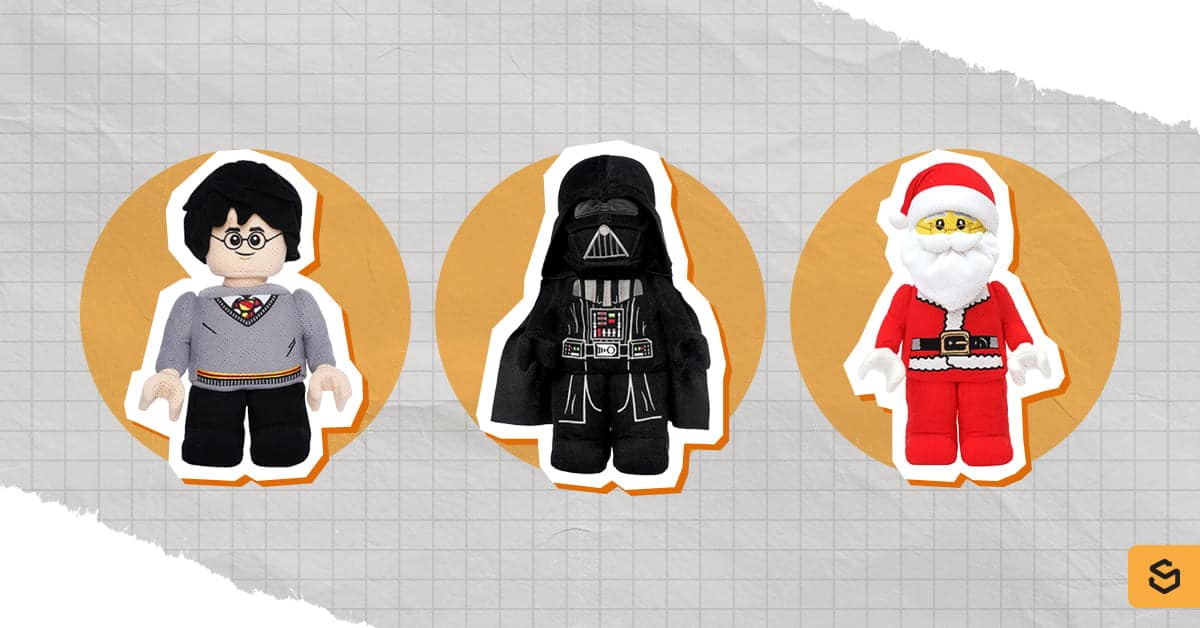 An image of LEGO plush toys