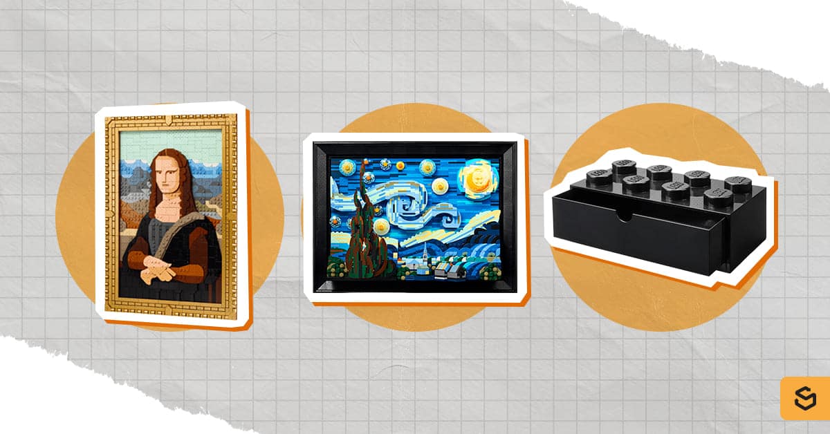 An image of LEGO wall art and storage