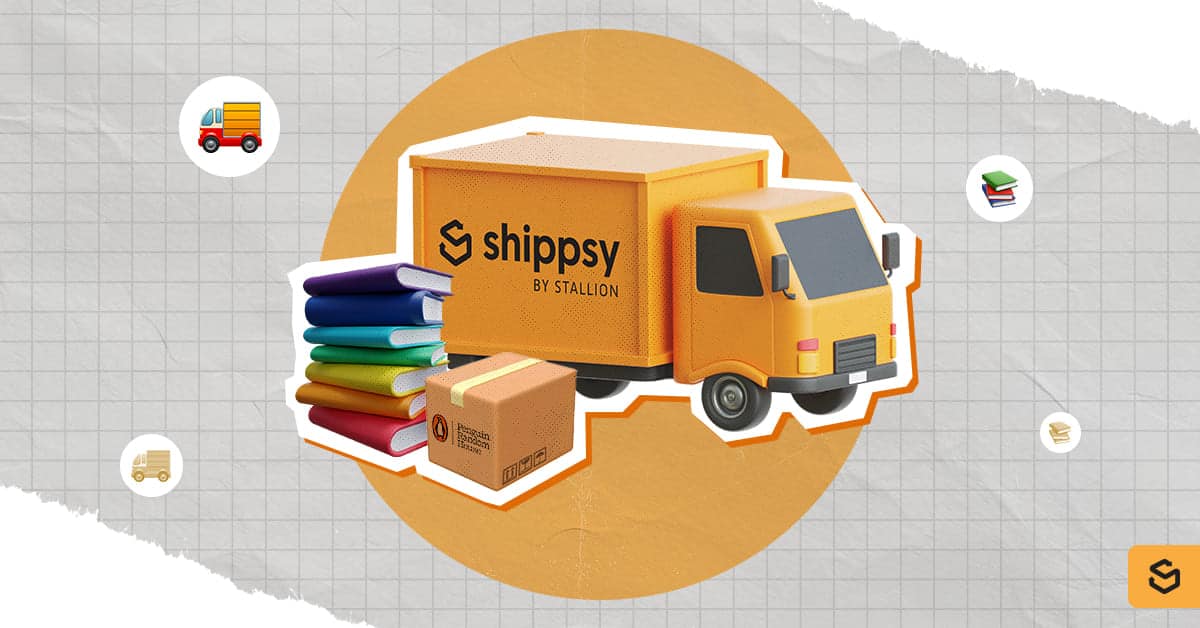Books and a Penguin Random House package beside a Shippsy truck