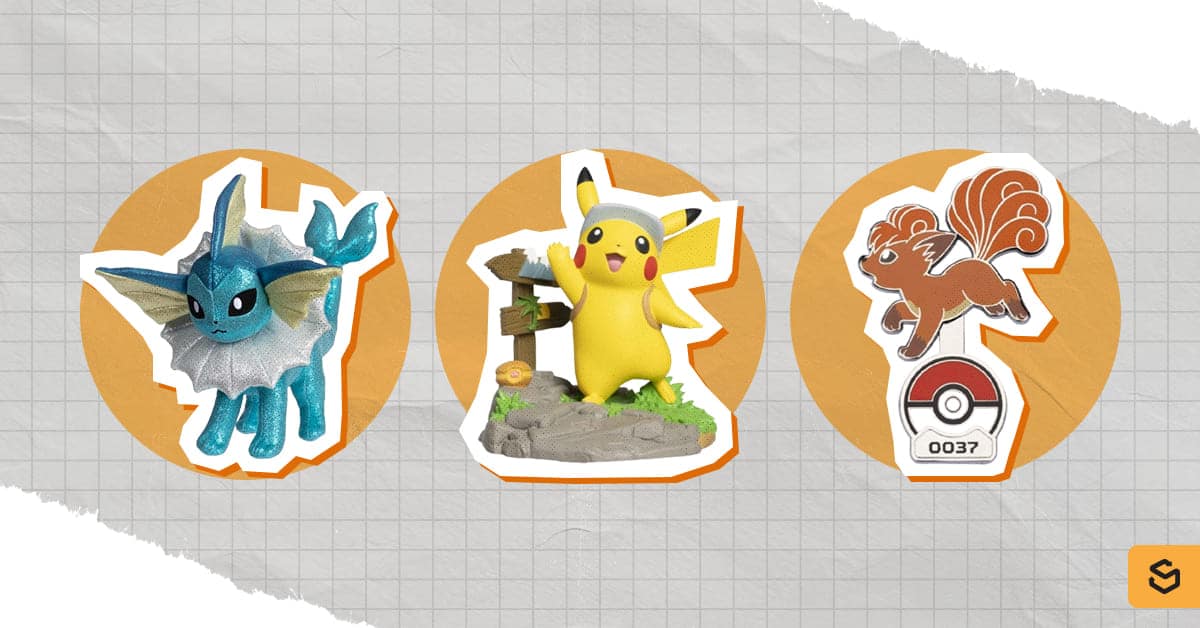 Pokémon plush, figures, and pins