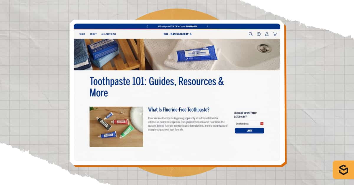 A screenshot of Dr. Bronner's Toothpaste 101 page