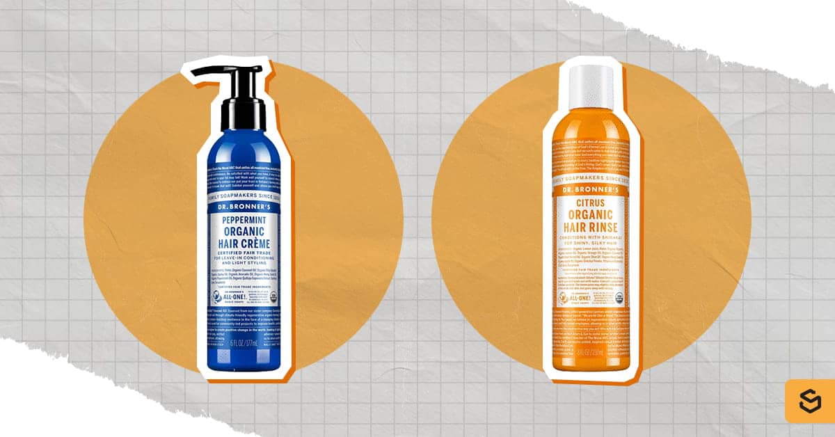 Dr. Bronner's Peppermint Organic Hair Care (left) and Dr. Bronner's Organic Hair Rinse (right)