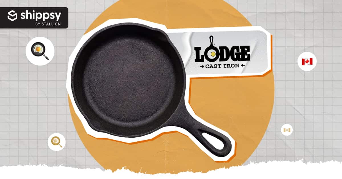 A Lodge cast iron pan with the Lodge logo