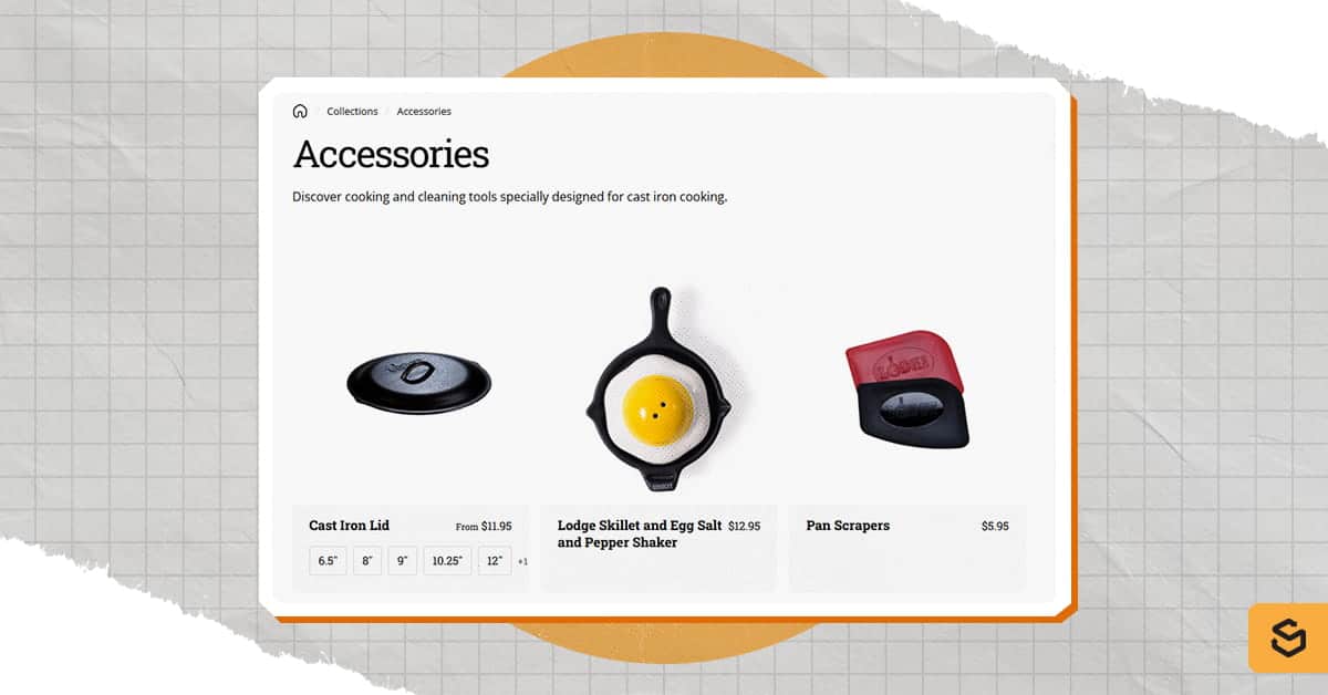 Une capture d'écran de la page produit « Accessoires Lodge »