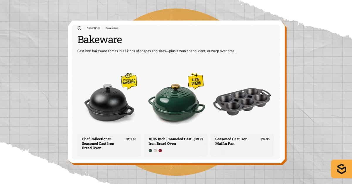 Une capture d'écran de la page produit de Lodge Bakeware