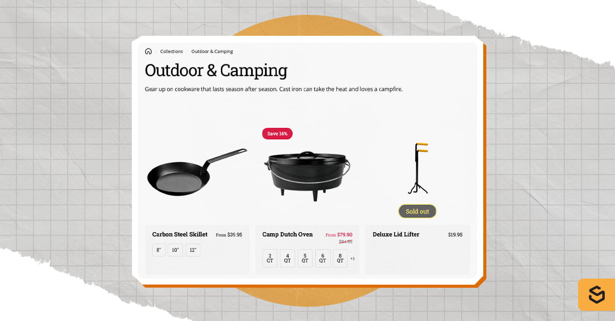 Une capture d'écran de la page produit de Lodge Outdoor & Camping