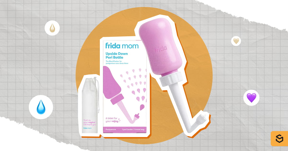 Frida Mom Upside Down Peri Bottle for an angled, on-the-go bidet