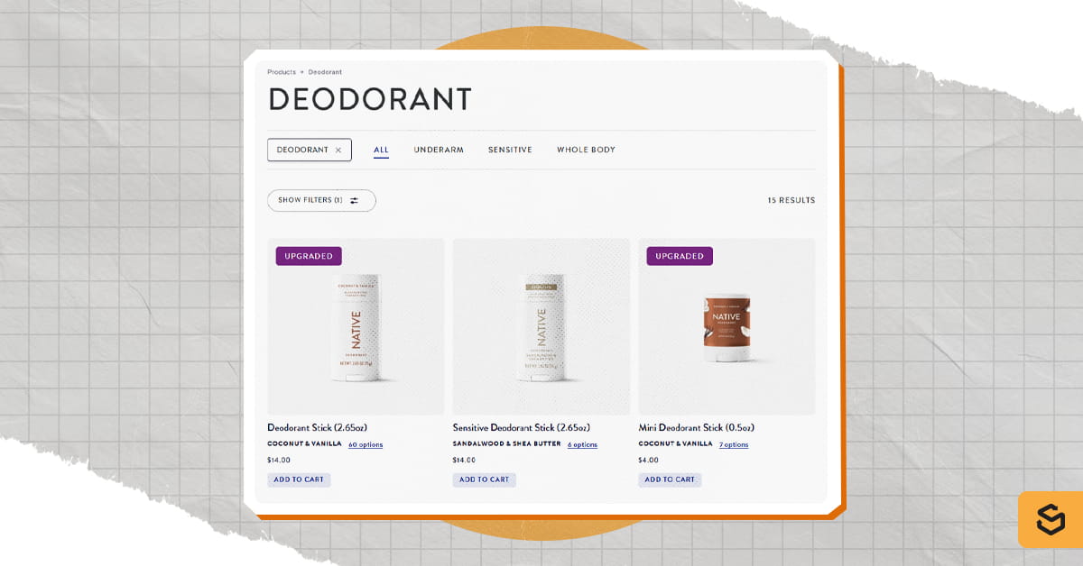 Native's Deodorant product page