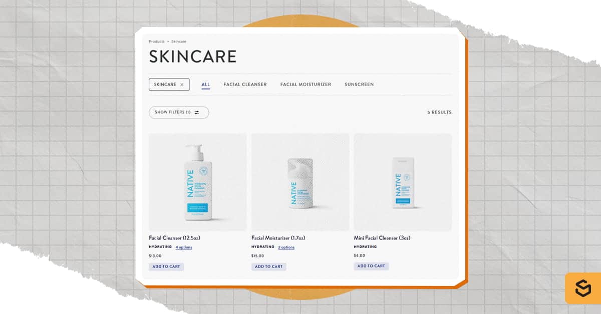 Native's Skincare product page