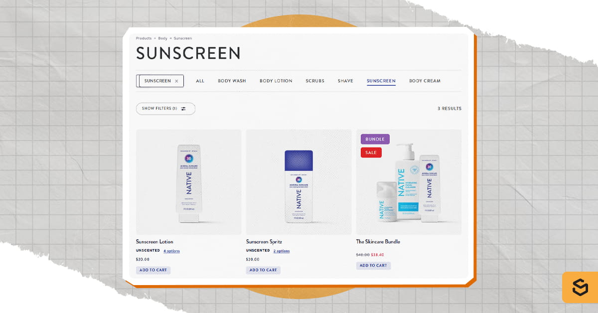 Native's Sunscreen product page